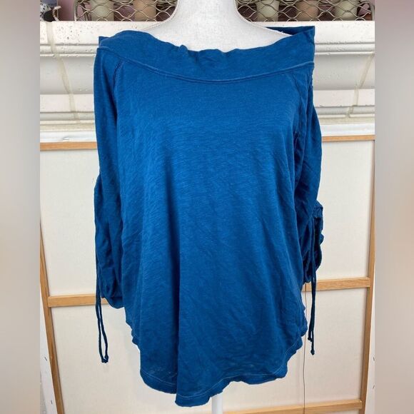 We the Free ruched sleeve off or on shoulder boho top oversized all cotton ❤️ - Picture 1 of 10